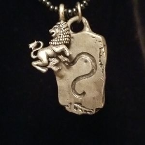 Handmade Silver Beaded Stone Leo Zodiac Necklace